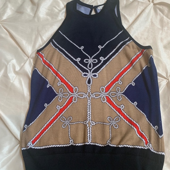 Cache Blue Multi Print Sleeveless Sweater sz M - Picture 1 of 7